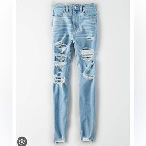 NWOT American Eagle 360 Super High Waisted Destroyed Jegging